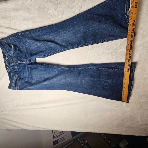 American eagle 8 short real flare Blue Jeans denim heel frayed see pics - Picture 5 of 12